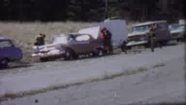 Farragut State Park Idaho USA (1967): Family Checking Trunk On Side Of Road