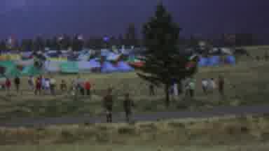 Farragut State Park Idaho USA (1967): People Walk Toward A Field Of Tents Near A