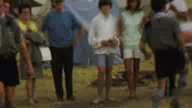 Farragut State Park Idaho USA (1967): Men Dancing At Camp As Bystanders Watch