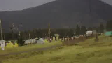 Farragut State Park Idaho USA (1967): People Gathered And Jogging Beneath Flags