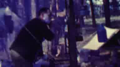 FARRAGUT STATE PARK IDAHO USA-1967: Man Camping In The Forest Preparing For The Day