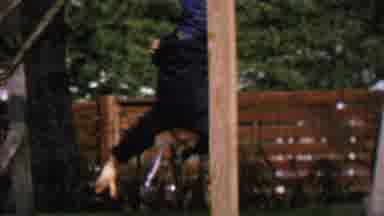 St Paul Minnesota USA (1962): Boy Outside Hanging Upside Down