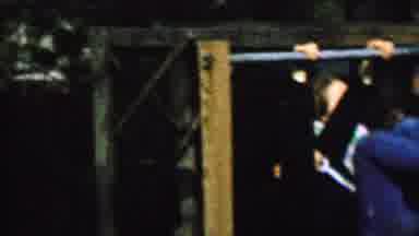 St Paul Minnesota USA (1962): Two Boy Children Playing On A Wooden Playground In A