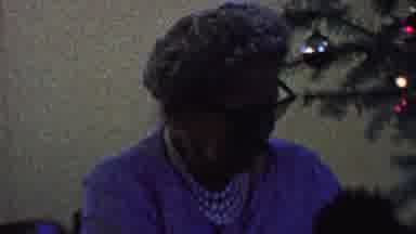 ST PAUL MINNESOTA USA-1962: Grandmother in Pearl Necklace Near Christmas Tree