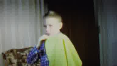 St Paul Minnesota USA (1962): Boy Doing Magic Trick With Green Towel With Hand