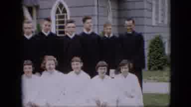 Pennsylvania-1957: Males In Black Robes Stand Behind Seated Girls In White Robes