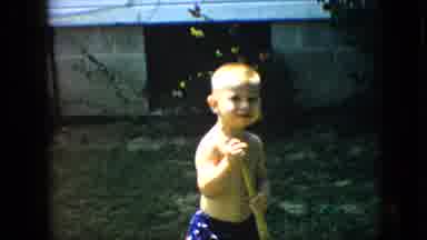 Pennsylvania (1957): Small Boy With Baseball Bat Wearing Blue Swimming Trunks