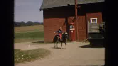 Pennsylvania-1957: Child Riding A Pony On A Farm