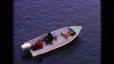 Niagra Falls New York (1964): Two Men Fishing In Small Motorized Boat While In