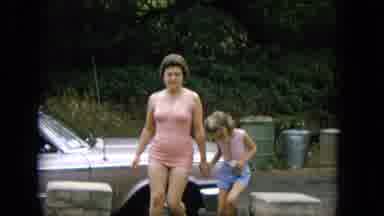 Hawaii (1965): Woman, Child And Dog Outside