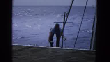 1965:EASTER MOLOKAI WHALES BEACH PARADE ALOHA TOWER. Man Climbing Up The Side Of