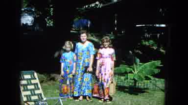 1965:EASTER MOLOKAI WHALES BEACH PARADE ALOHA TOWER. A Mother And Two Daughters