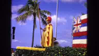 1965:EASTER MOLOKAI WHALES BEACH PARADE ALOHA TOWER. Parade With Multi Colors By
