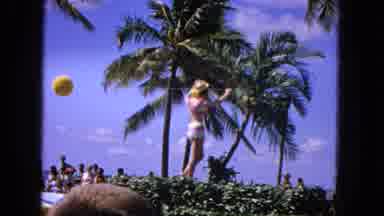 1965:EASTER MOLOKAI WHALES BEACH PARADE ALOHA TOWER. Onlookers Watch As A Parade