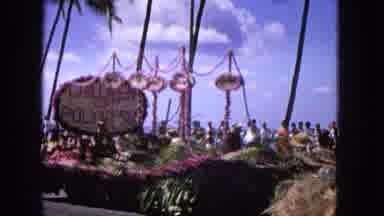 1965:EASTER MOLOKAI WHALES BEACH PARADE ALOHA TOWER. Decorative Float With