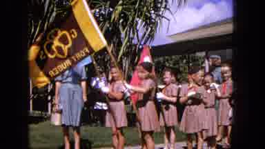 1965:EASTER MOLOKAI WHALES BEACH PARADE ALOHA TOWER. Fort Ruckers Girl Scout
