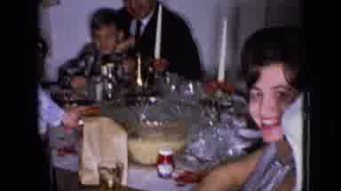 Wellsburg Iowa (1965): Family Sitting At An Ornately Decorated Table While