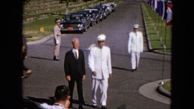 1966: Ceremony At Punchbowl Lake IN Wilson Kapiolani Park, Panning Monument With Stone Carvings