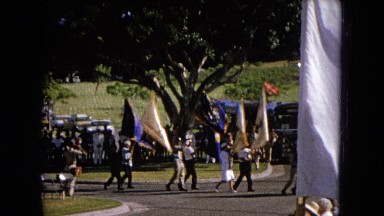 1966: Ceremony At Punchbowl Lake IN Wilson Kapiolani Park, Panning A WWII Monument