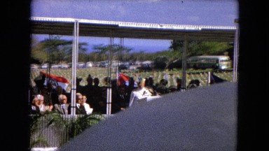 1966:CEREMONY PUNCHBOWL LAKE WILSON KAPIOLANI PARK. Panning A Monument With