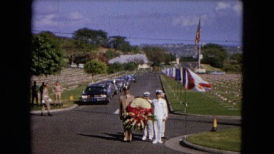 1966: Ceremony at Punchbowl Lake in Wilson Kapiolani Park, Panning Monument