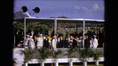 1966: Ceremony At Punchbowl Lake IN Wilson, Kapiolani Park, Panning Monument With Stone Pillars
