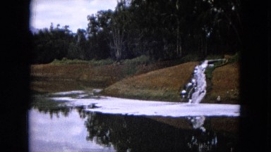 1966: Ceremony At Punchbowl Lake IN Wilson Kapiolani Park, Panning Monument With Stone Carvings