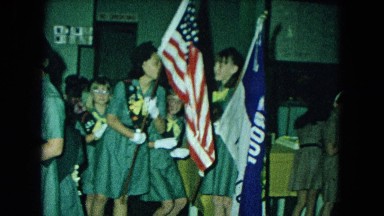 1966: Ceremony Punchbowl Lake Wilson Kapiolani Park. Panning A Monument With Stone Carvings