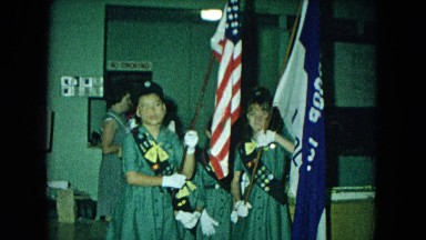 1966: Ceremony Punchbowl Lake Wilson Kapiolani Park. Panning A Monument With