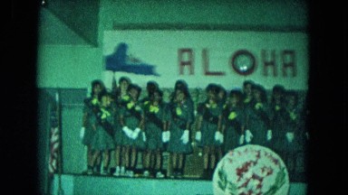 1966:CEREMONY PUNCHBOWL LAKE WILSON KAPIOLANI PARK. Panning A Monument With