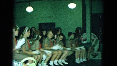 1966: Ceremony Punchbowl Lake Wilson Kapiolani Park. Panning A Monument With Stone Carvings