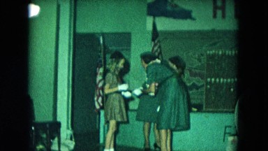 1966: Ceremony Punchbowl Lake Wilson Kapiolani Park. Panning A Monument With