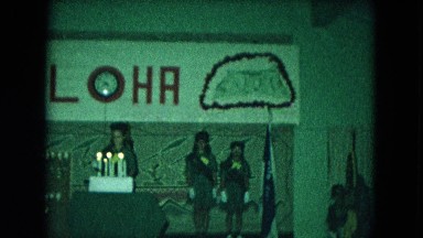 1966: Ceremony At Punchbowl Lake IN Wilson Kapiolani Park, Panning Monument With Stone Carvings