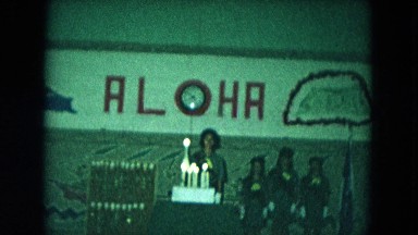 1966: Ceremony at Punchbowl Lake in Wilson Kapiolani Park, Panning a Monument with Stone Pillars