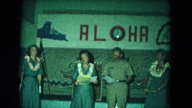 1966: Ceremony At Punchbowl Lake IN Wilson Kapiolani Park, Panning Monument With Stone Carvings