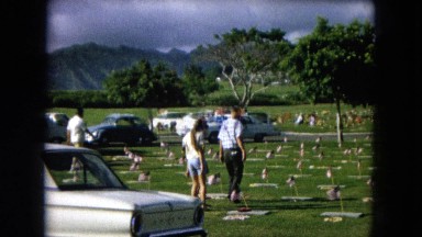 1966: Ceremony Punchbowl Lake Wilson Kapiolani Park. People Setting Up At The Stage