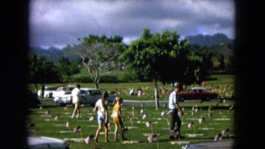 1966: Ceremony Punchbowl Lake Wilson Kapiolani Park. People Setting Up At The Stage