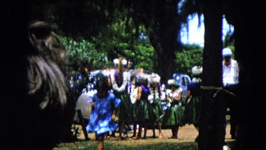 1966: Ceremony Punchbowl Lake Wilson Kapiolani Park. People Setting Up At The Stage