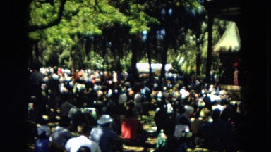 1966: Ceremony At Punchbowl Lake IN Wilson Kapiolani Park With People Setting Up