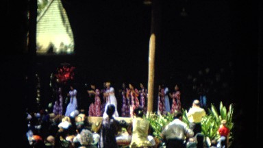 1966: Ceremony Punchbowl Lake Wilson Kapiolani Park. People Setting Up At The Stage
