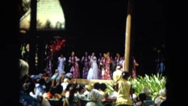 1966: Ceremony Punchbowl Lake Wilson Kapiolani Park. People Setting Up At The