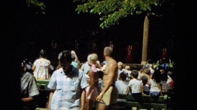 1966: Ceremony Punchbowl Lake Wilson Kapiolani Park. People Gather To Watch A Traditional Event