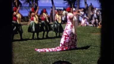 1966: Ceremony Punchbowl Lake Wilson Kapiolani Park. People Gather To Watch A Traditional Dance Performance