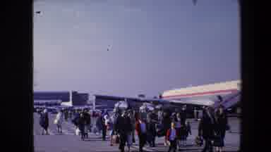 Amsterdam Netherlands (1967): Crowd Walking From Airplane And Then Across Street