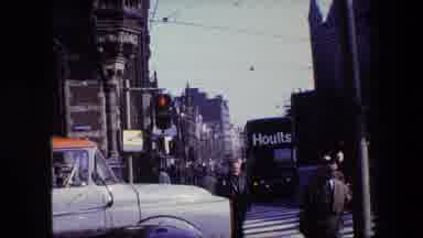 Amsterdam Netherlands (1967): People Walking Across A Busy Street.