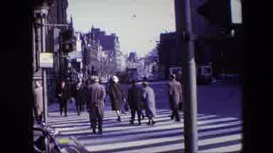 Amsterdam Netherlands (1967): Busy People Walking Into Crosswalk