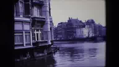 Amsterdam Netherlands (1967): Building On A Quiet Bay With A Boat Passing By