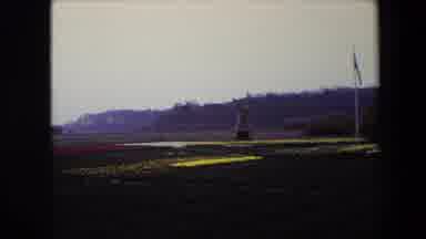 Brussels Belgium (1967): A Statue And A Flagpole In A Field Of Flowers.