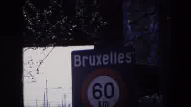 Brussels Belgium (1967): Street Sign Listing Place And Speed Limit Near Bridge