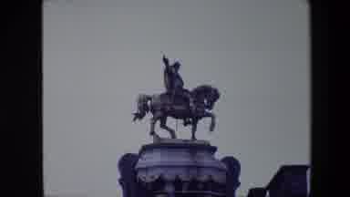 Brussels Belgium (1967): Zooming In On A Statute Of A Man Riding On A Horse